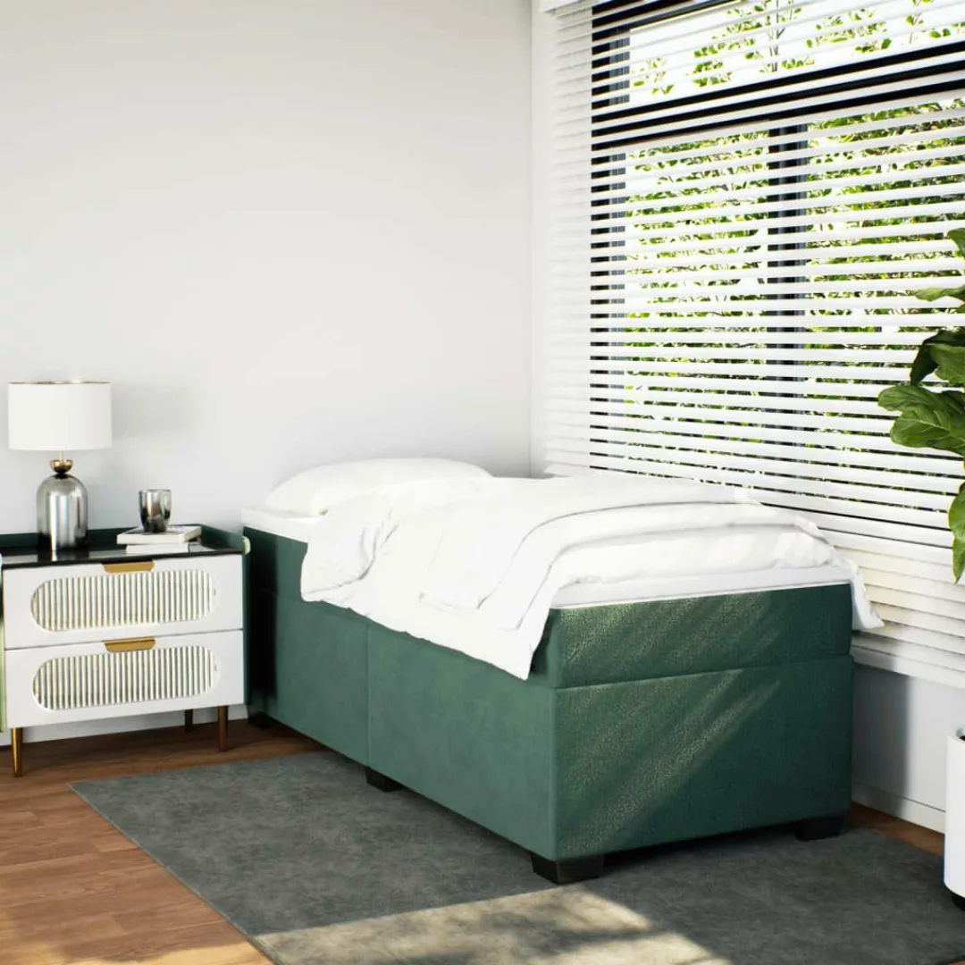 vidaXL Bett Boxspringbett mit Matratze Dunkelgrün günstig online kaufen
