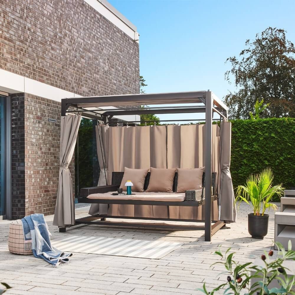 dynamic24 Gartenliege, Pavillon Sonnenliege Sonnenbett Doppelliege günstig online kaufen