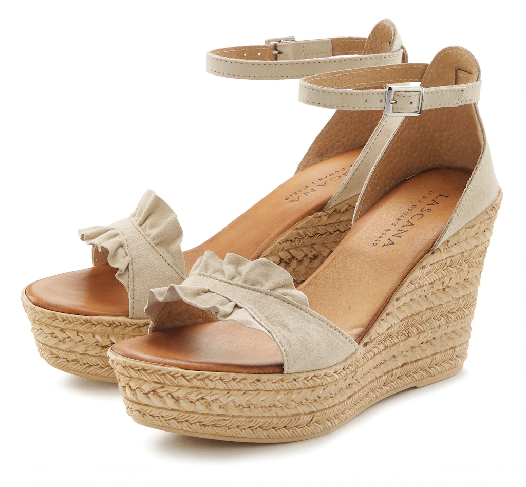 LASCANA Sandalette "Sommerschuh", Sandale, Sommerschuh aus Leder mit Keilab günstig online kaufen