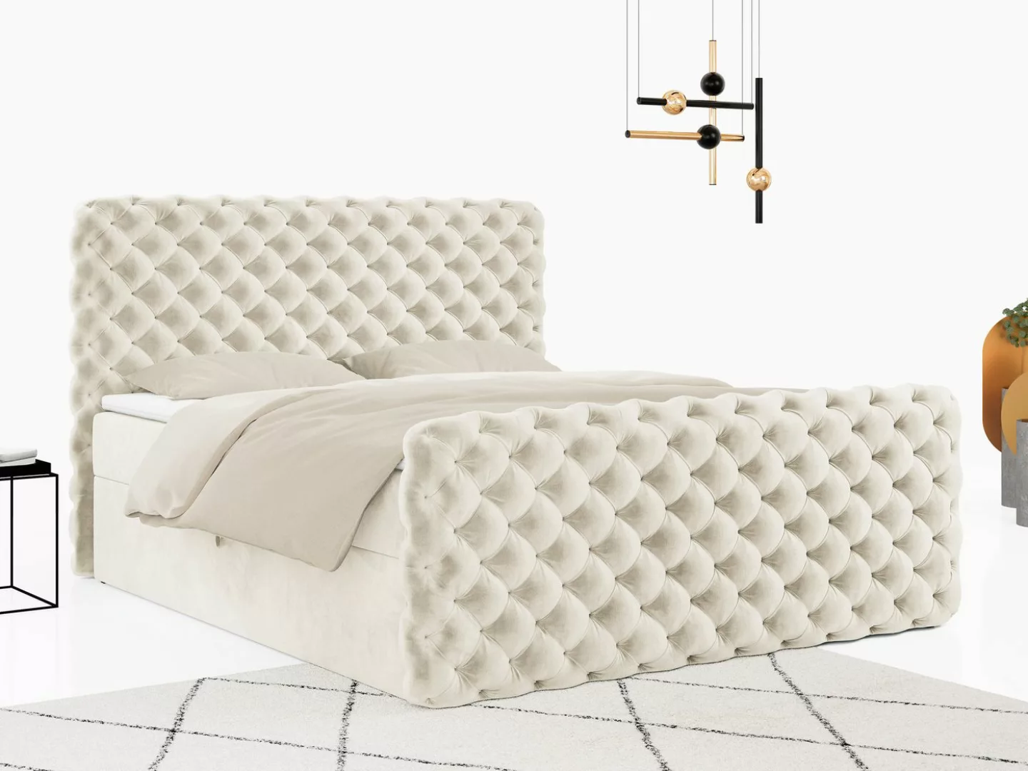 MKS MÖBEL Boxspringbett CALVARDO LUX, Modern Polsterbett mit Bettkasten und günstig online kaufen