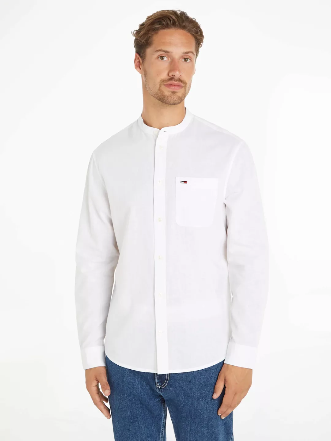 Tommy Jeans Langarmhemd "TJM REG MAO LINEN BLEND SHIRT", in melierter Optik günstig online kaufen