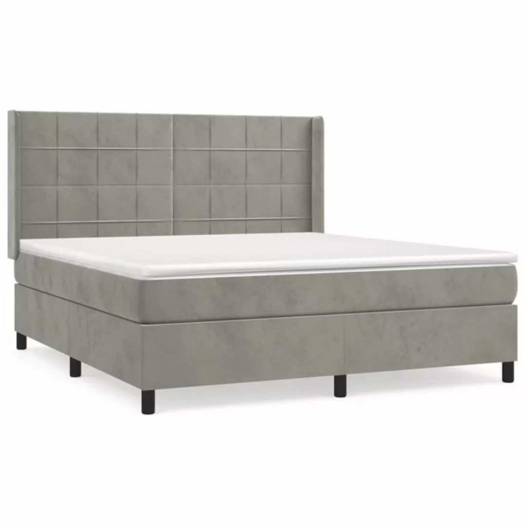 vidaXL Boxspringbett Boxspringbett mit Matratze Hellgrau 160x200 cm Samt Be günstig online kaufen