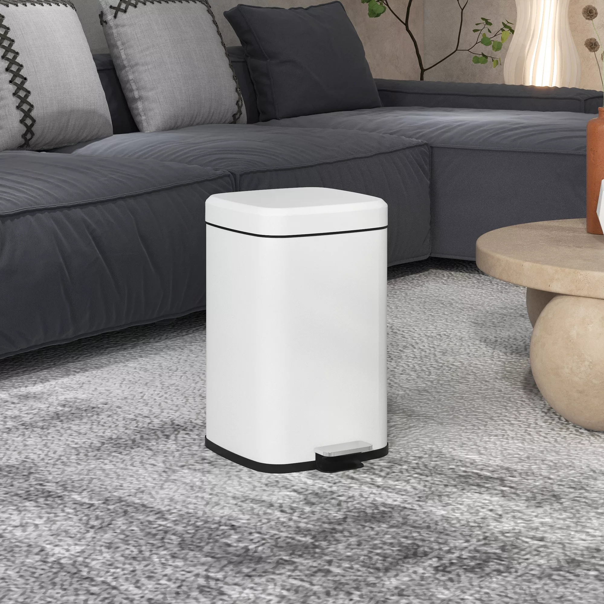 HOMCOM 20L Küchenmülleimer mit Pedal aus Edelstahl mit leisem Schließdeckel günstig online kaufen