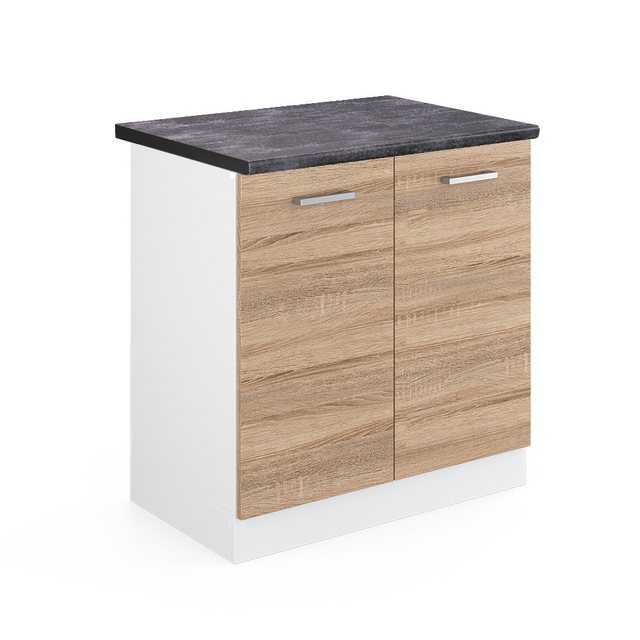 Vicco Spülenunterschrank R-Line, Sonoma/Weiß, 80 cm, AP Anthrazit günstig online kaufen