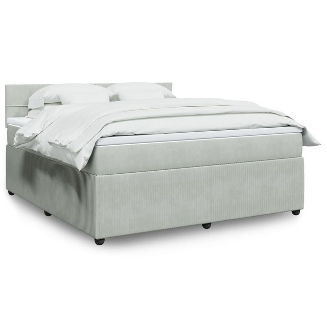 vidaXL Boxspringbett, Boxspringbett mit Matratze Hellgrau 180x200 cm Samt günstig online kaufen