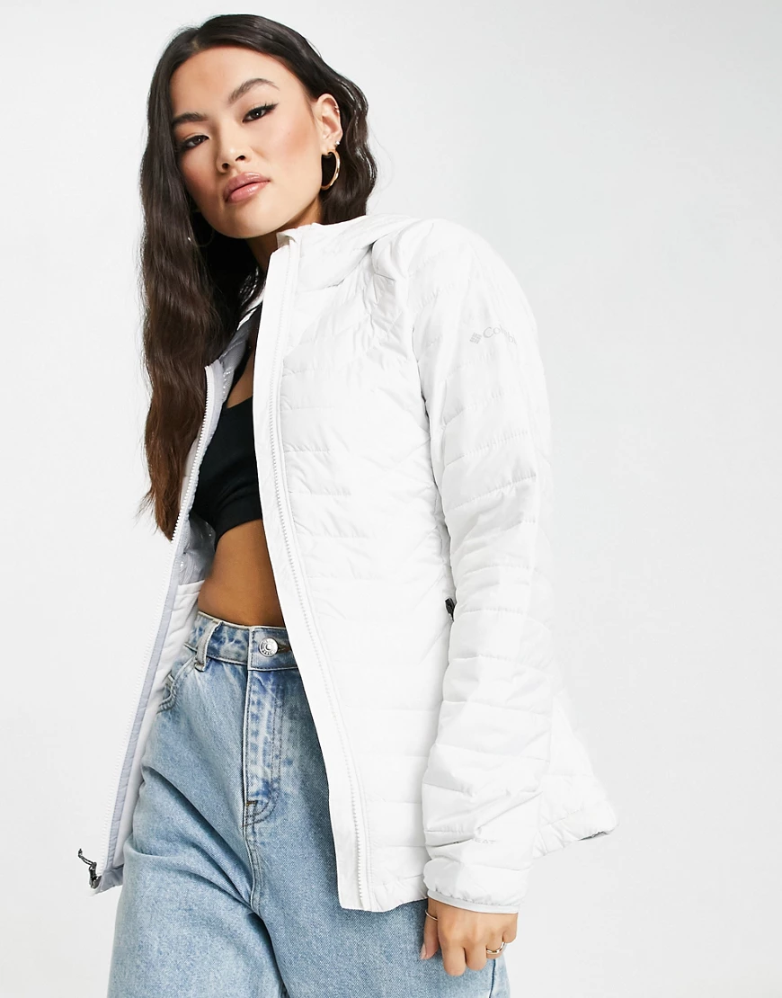 Columbia – Powder Lite – Jacke mit Kapuze in Weiß günstig online kaufen
