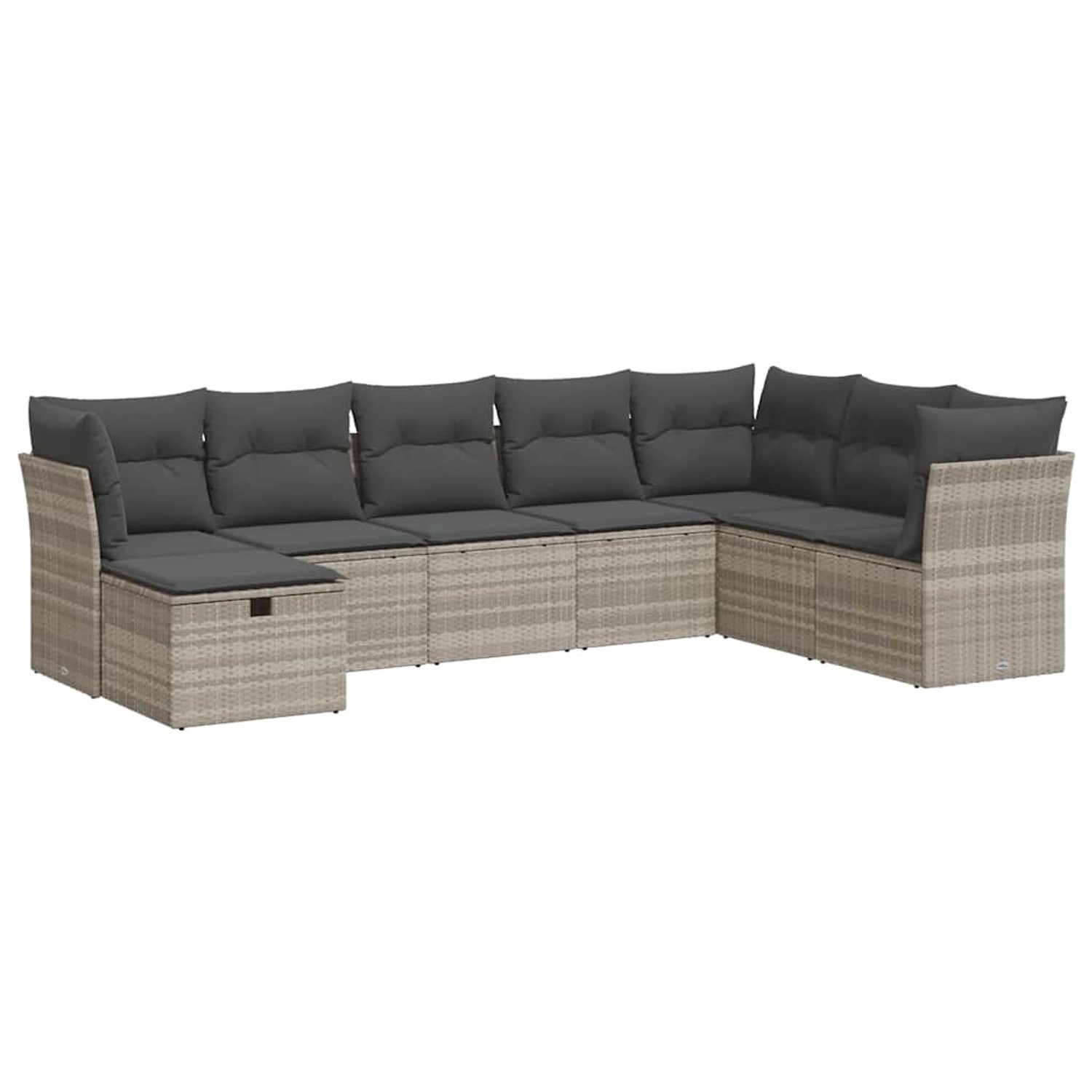 vidaXL 8-Tlg Garten-Sofagarnitur mit Kissen Hellgrau Poly Rattan 3325338 günstig online kaufen