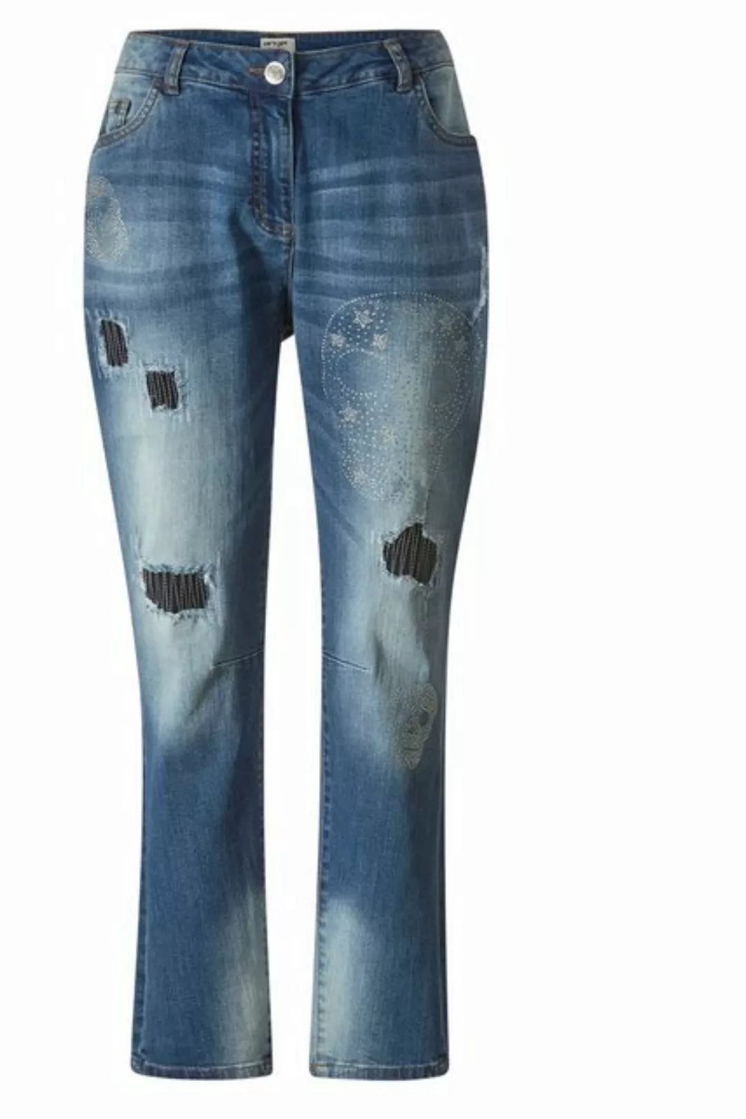 Angel of Style 5-Pocket-Jeans Boyfriend-Jeans Glitzer Totenköpfe Destroy-Ef günstig online kaufen