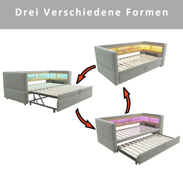 HAUSS SPOLE Schlafsofa 90/180x190 ausziehbares Daybett mit LED Leuchten, St günstig online kaufen