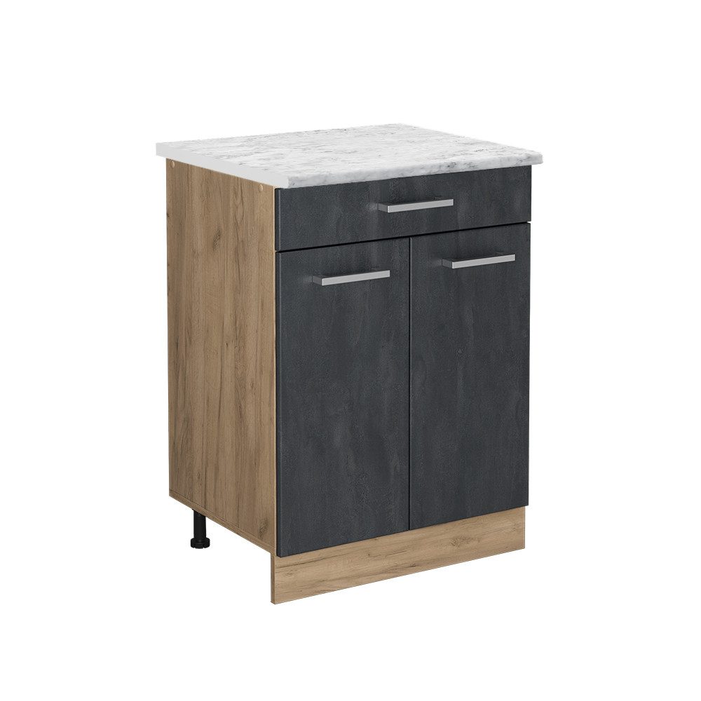 Vicco Unterschrank R-Line, Schwarz Beton/Goldkraft Eiche, günstig online kaufen
