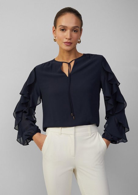 s.Oliver BLACK LABEL Langarmbluse Leichte Chiffonbluse mit Rüschenärmeln Rü günstig online kaufen