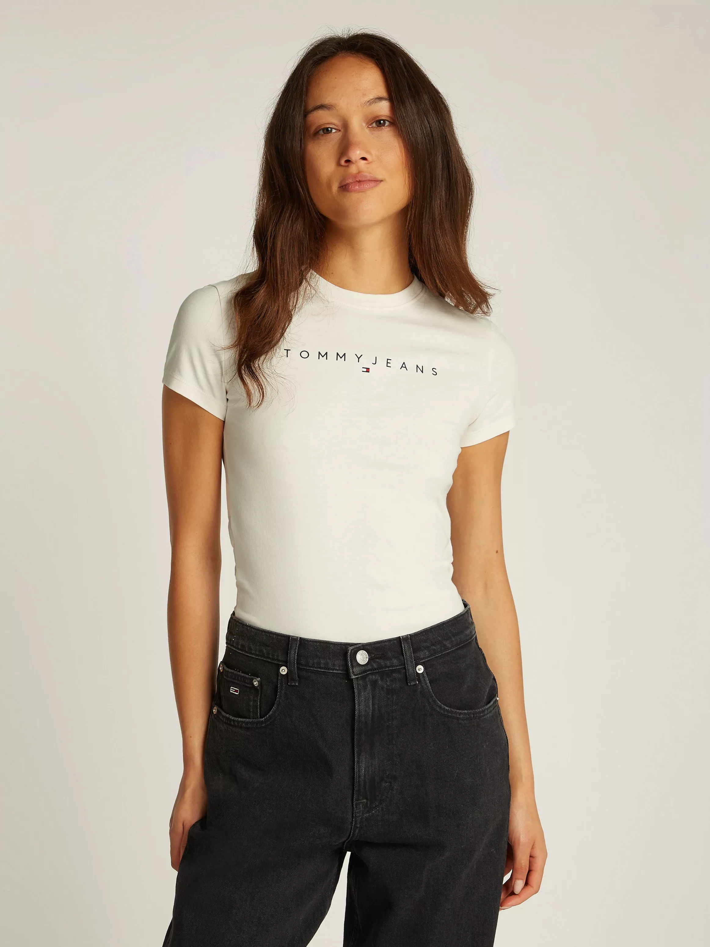 Tommy Jeans Curve T-Shirt "TJW SLIM LINEAR TEE EXT", in Große Größen günstig online kaufen