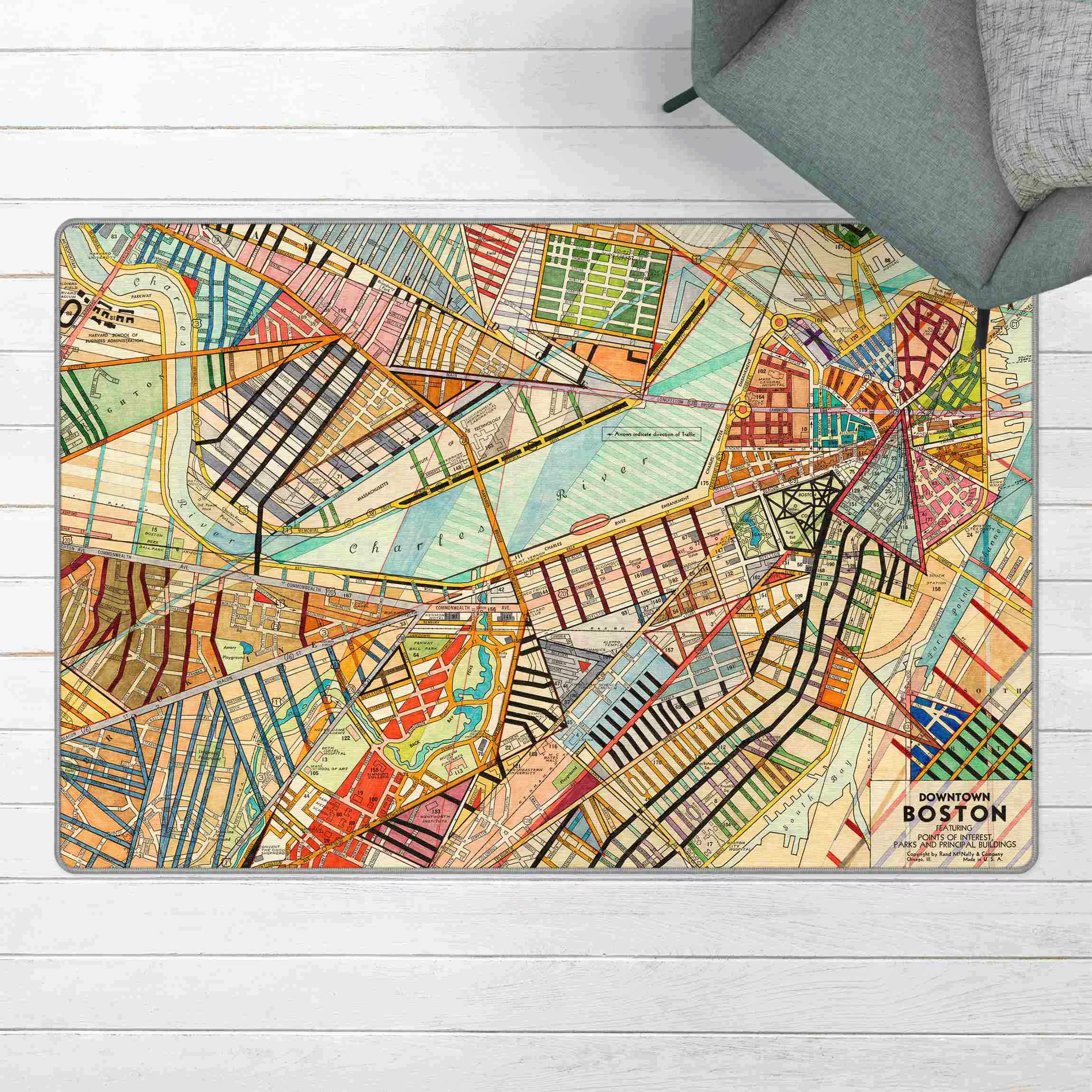 Teppich Moderne Karte von Boston günstig online kaufen
