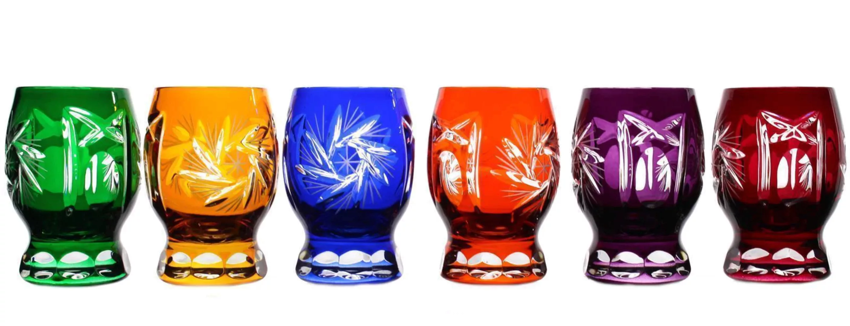 6er-Set Wodkaglas Schleuderstern bunt 45 ml günstig online kaufen