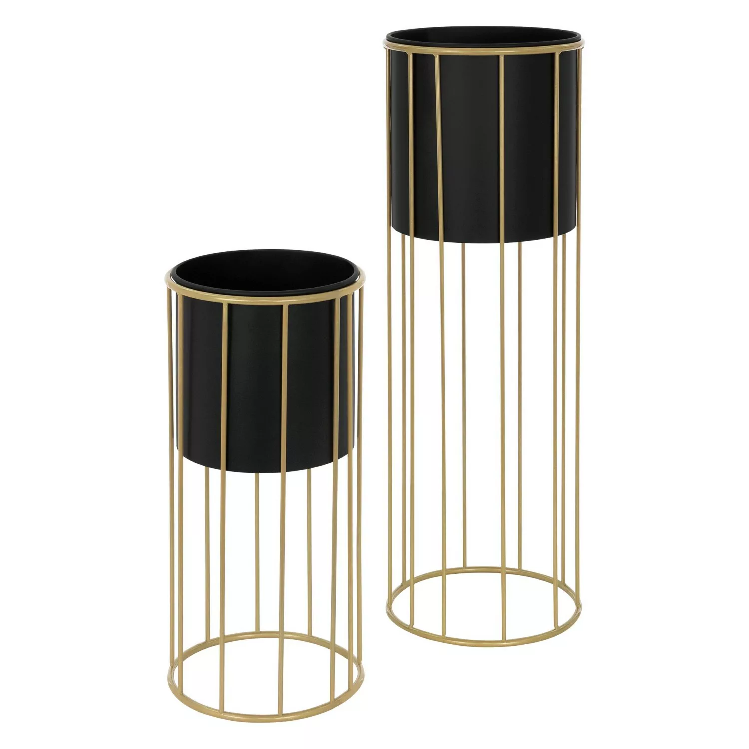 ML-Design Blumenständer 2Er Set Schwarz-Gold 21x46,7 cm 24x70,5 cm Rund Sta günstig online kaufen