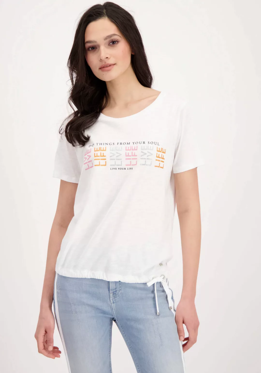 Monari Rundhalsshirt, mit Glitzerschrift günstig online kaufen