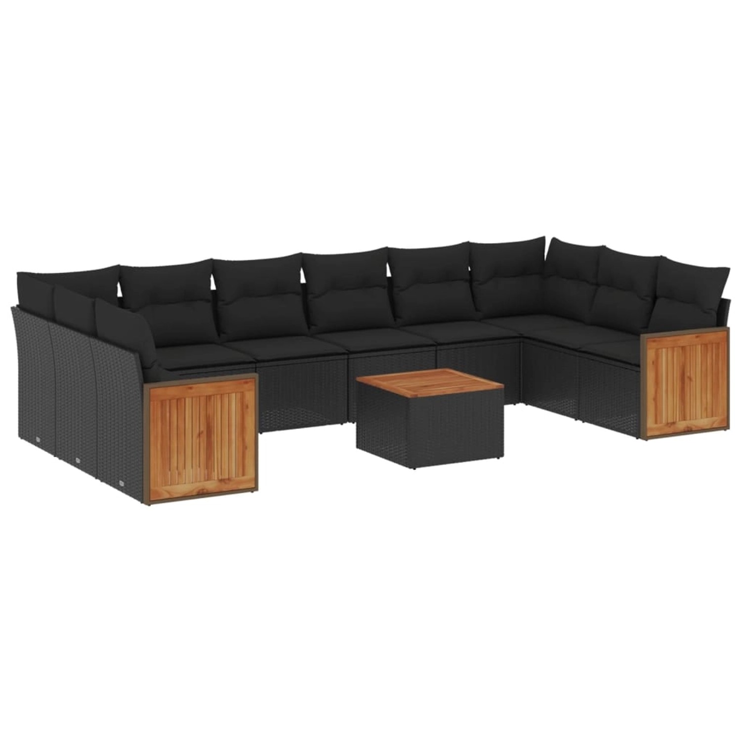 vidaXL 11-tlg Garten-Sofagarnitur mit Kissen Schwarz Poly Rattan Modell 129 günstig online kaufen