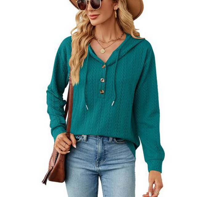 KIKI Bigshirt Langarm-Sweatshirts,Übergr Pullover für Damen, Button-Down-Ho günstig online kaufen