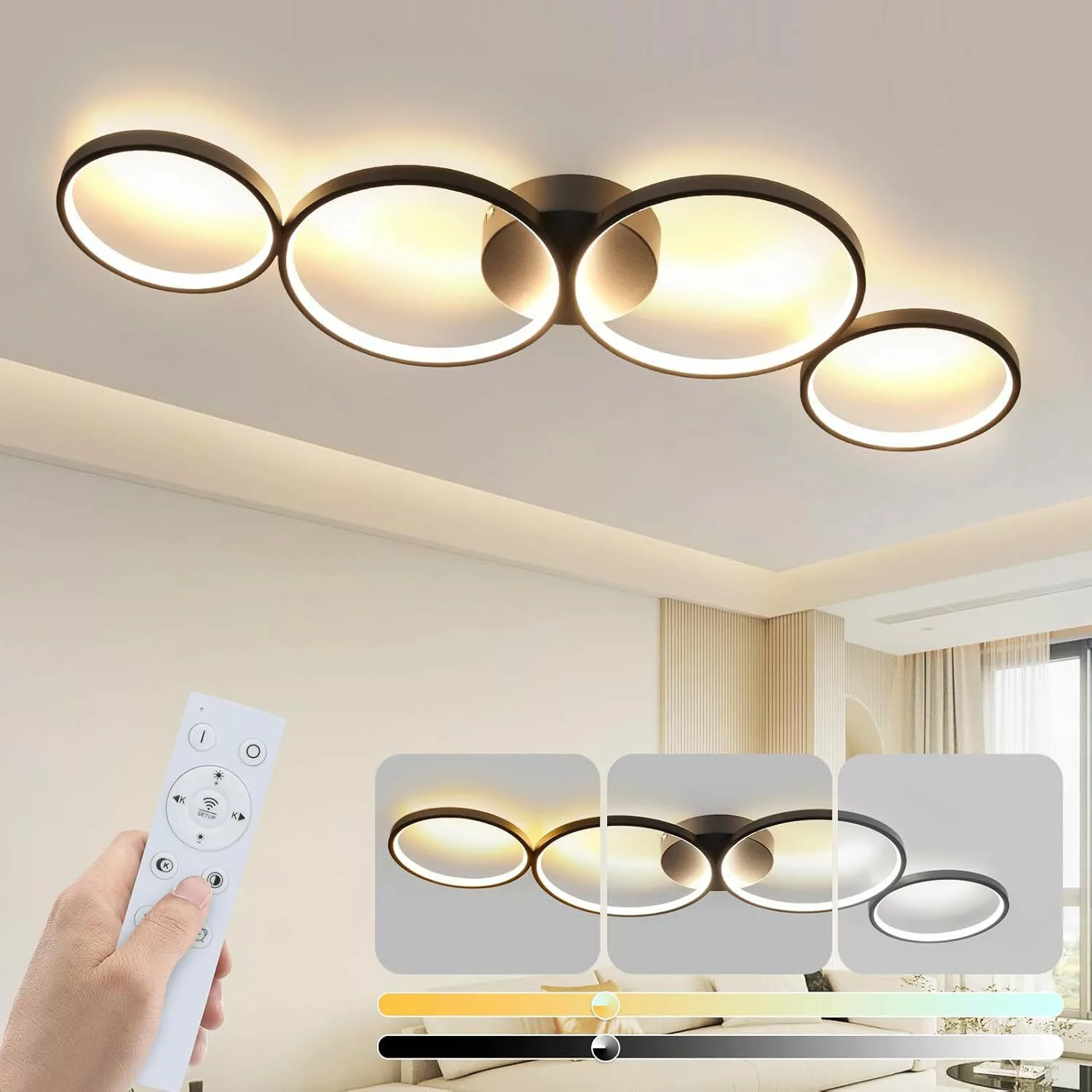 ZMH LED Deckenleuchte Wohnzimmer 4 Flammig günstig online kaufen