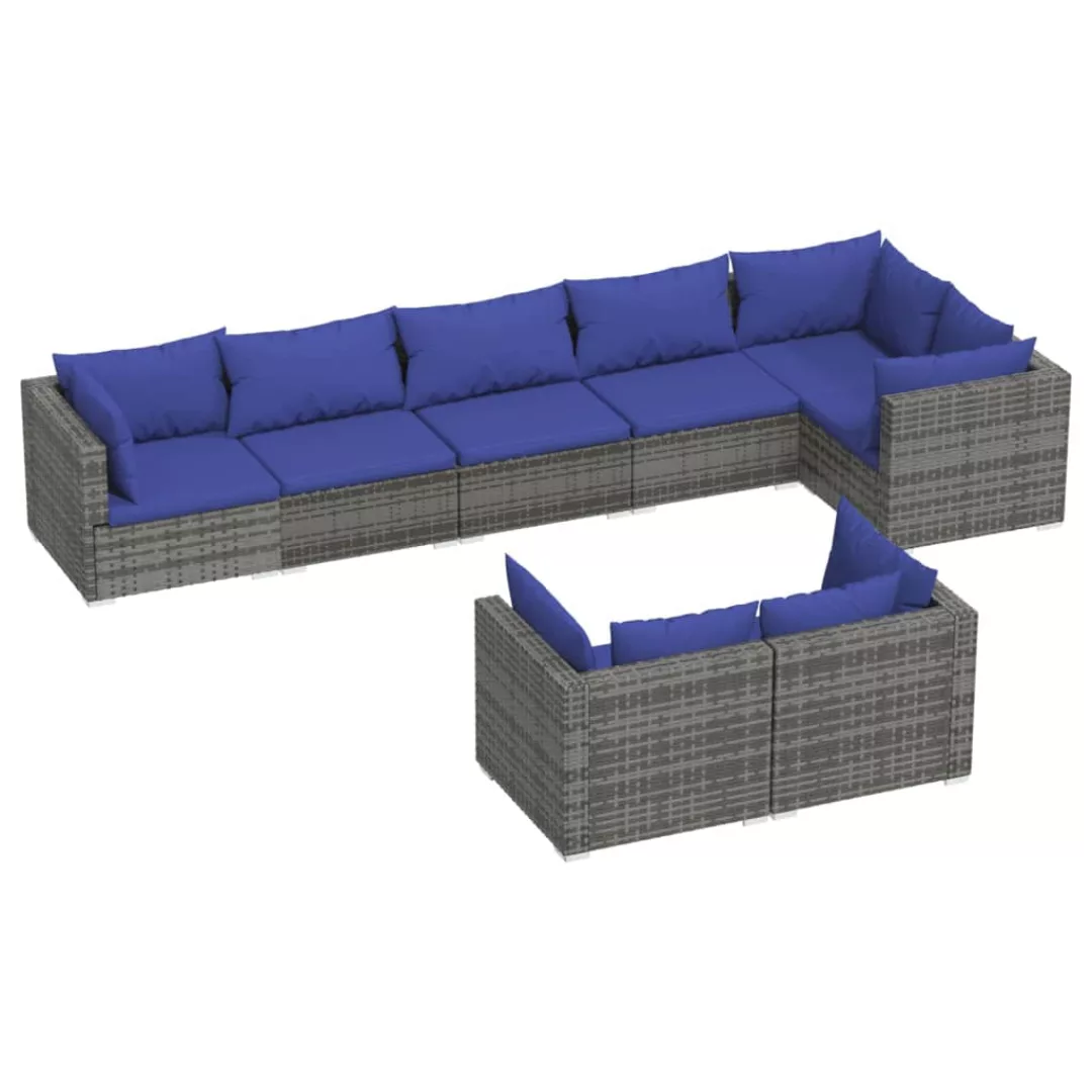 Vidaxl 8-tlg. Garten-lounge-set Mit Kissen Grau Poly Rattan günstig online kaufen