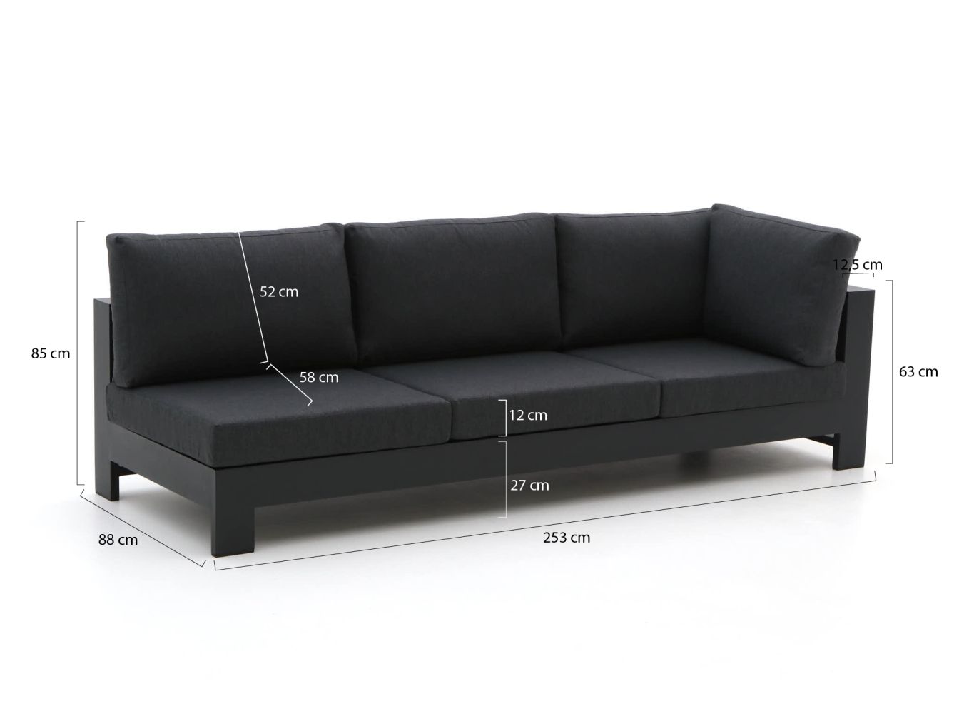 Bellagio Avolo Gartensofa 3-Sitzer linker Arm 253 cm günstig online kaufen