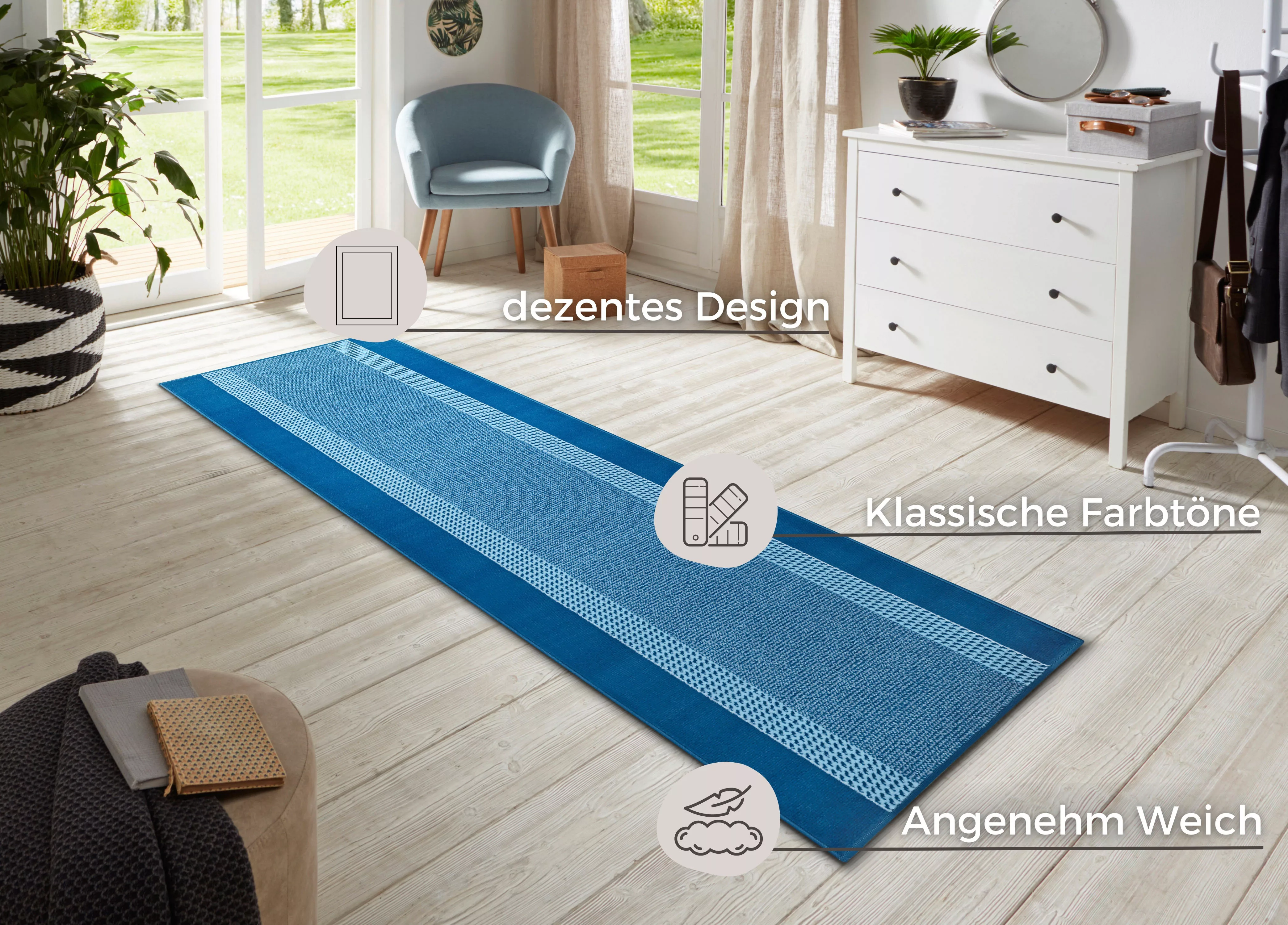 HANSE Home Teppich »Band«, rechteckig, 9 mm Höhe, Kurzflor, weich, Läufer G günstig online kaufen