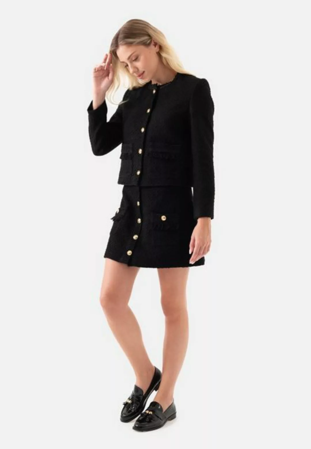 Just Like You  Röcke Ecru Tweed Front Buttoned Pocket Mini Skirt günstig online kaufen