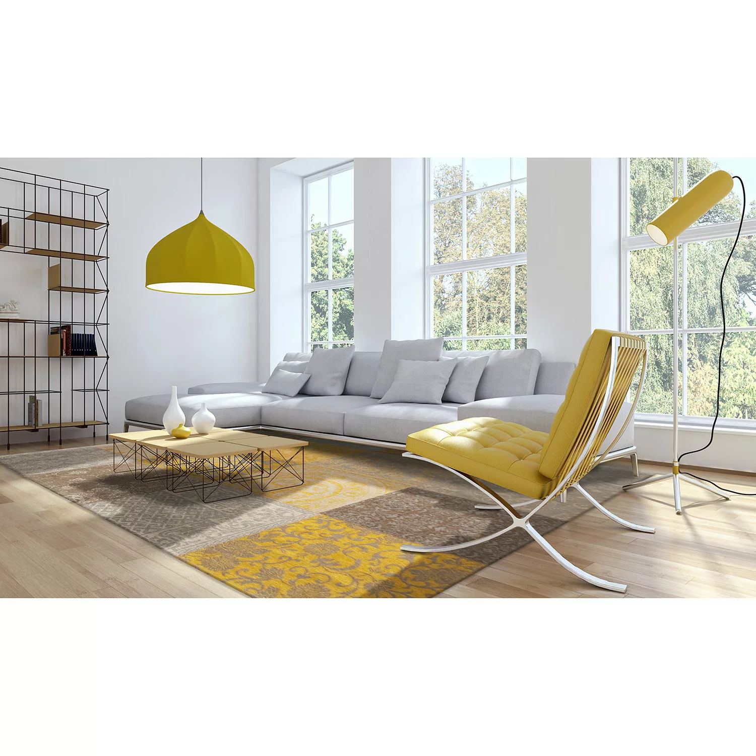 home24 Kurzflorteppich Multi Yellow günstig online kaufen