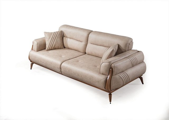 Xlmoebel Sofa Neues Designer-Sofa in Beige aus luxuriösem Leder für drei Pe günstig online kaufen