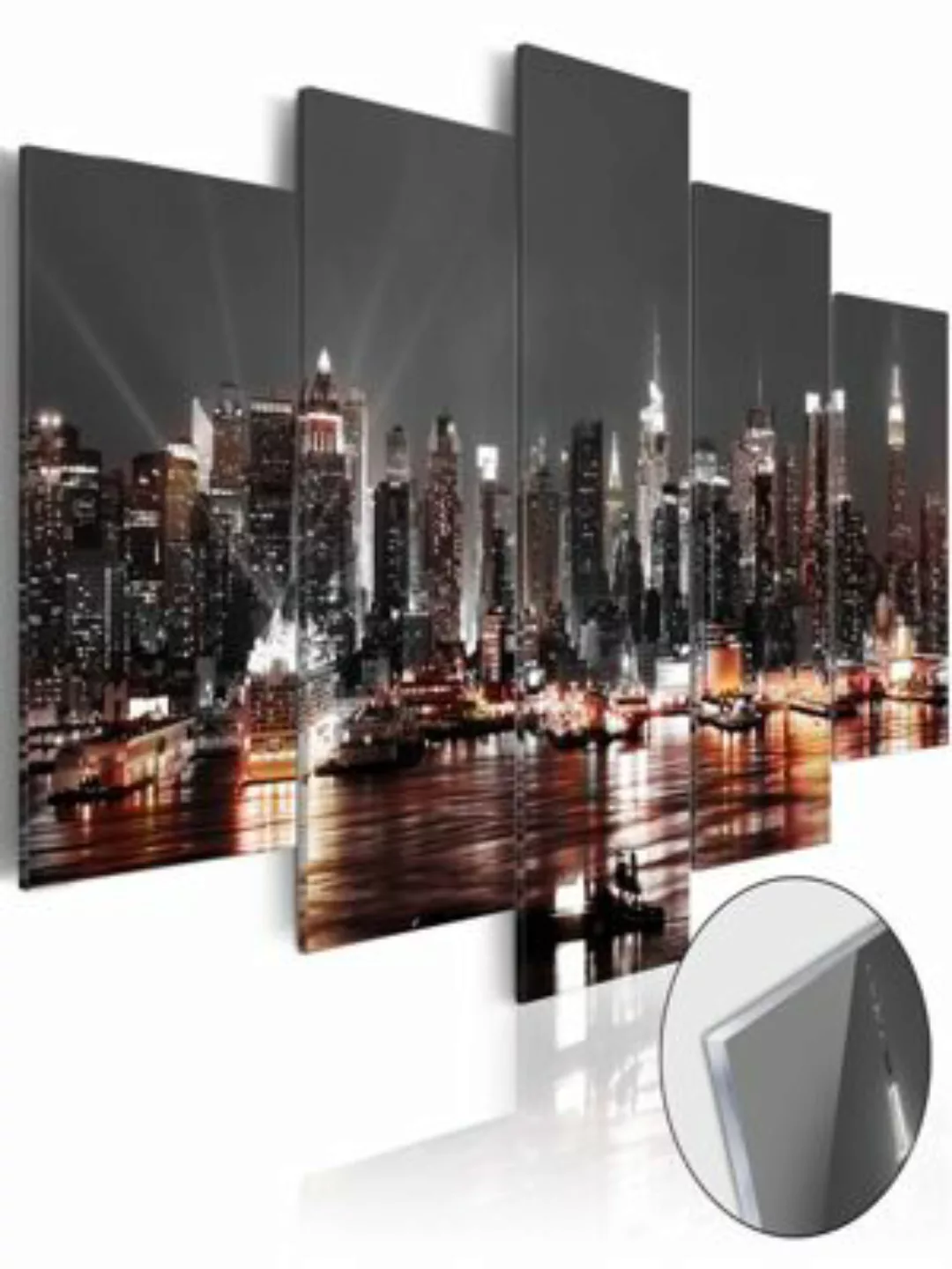 artgeist Acrylglasbild Gray City [Glass] gold/grau Gr. 200 x 100 günstig online kaufen