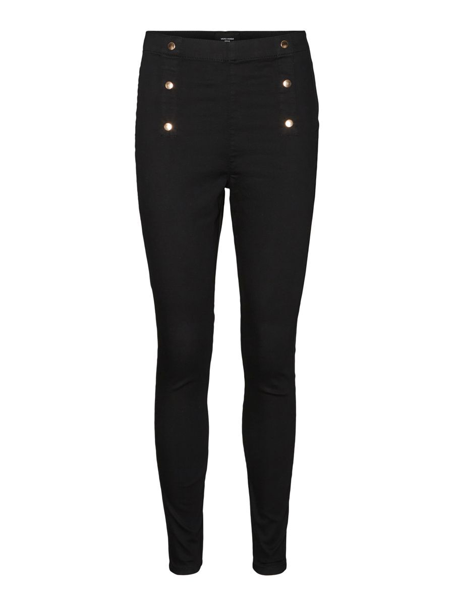 VERO MODA Knopfdetail Jeggings Damen Schwarz günstig online kaufen