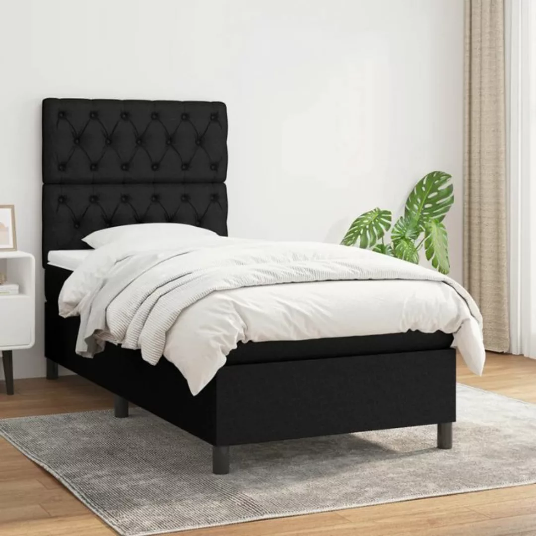 vidaXL Boxspringbett Boxspringbett mit Matratze Schwarz 80x200 cm Stoff Bet günstig online kaufen