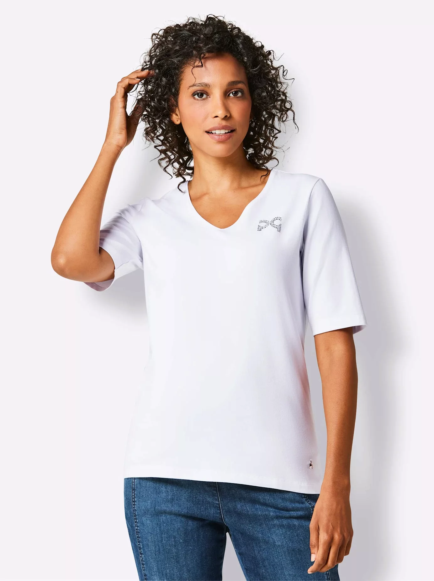 CREATION L PREMIUM V-Shirt "Pima-Baumwoll-Shirt", (1 tlg.) günstig online kaufen