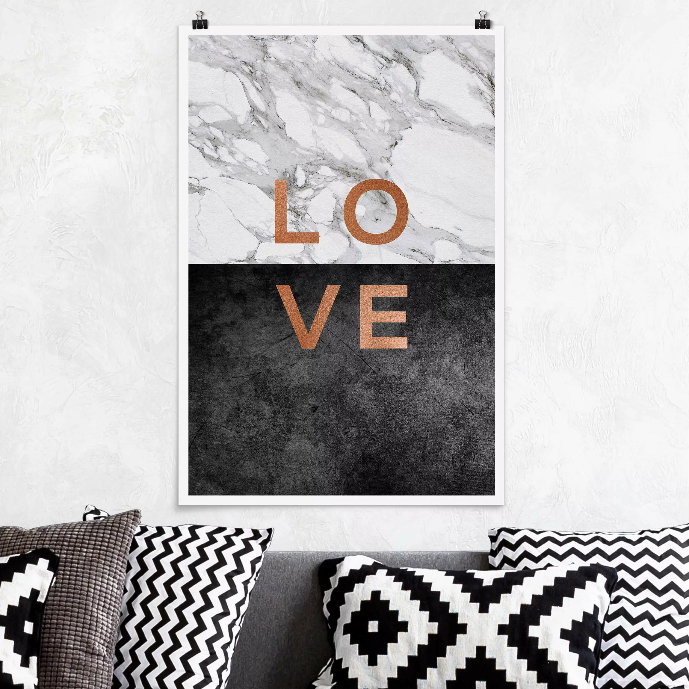 Poster Love Kupfer und Marmor günstig online kaufen