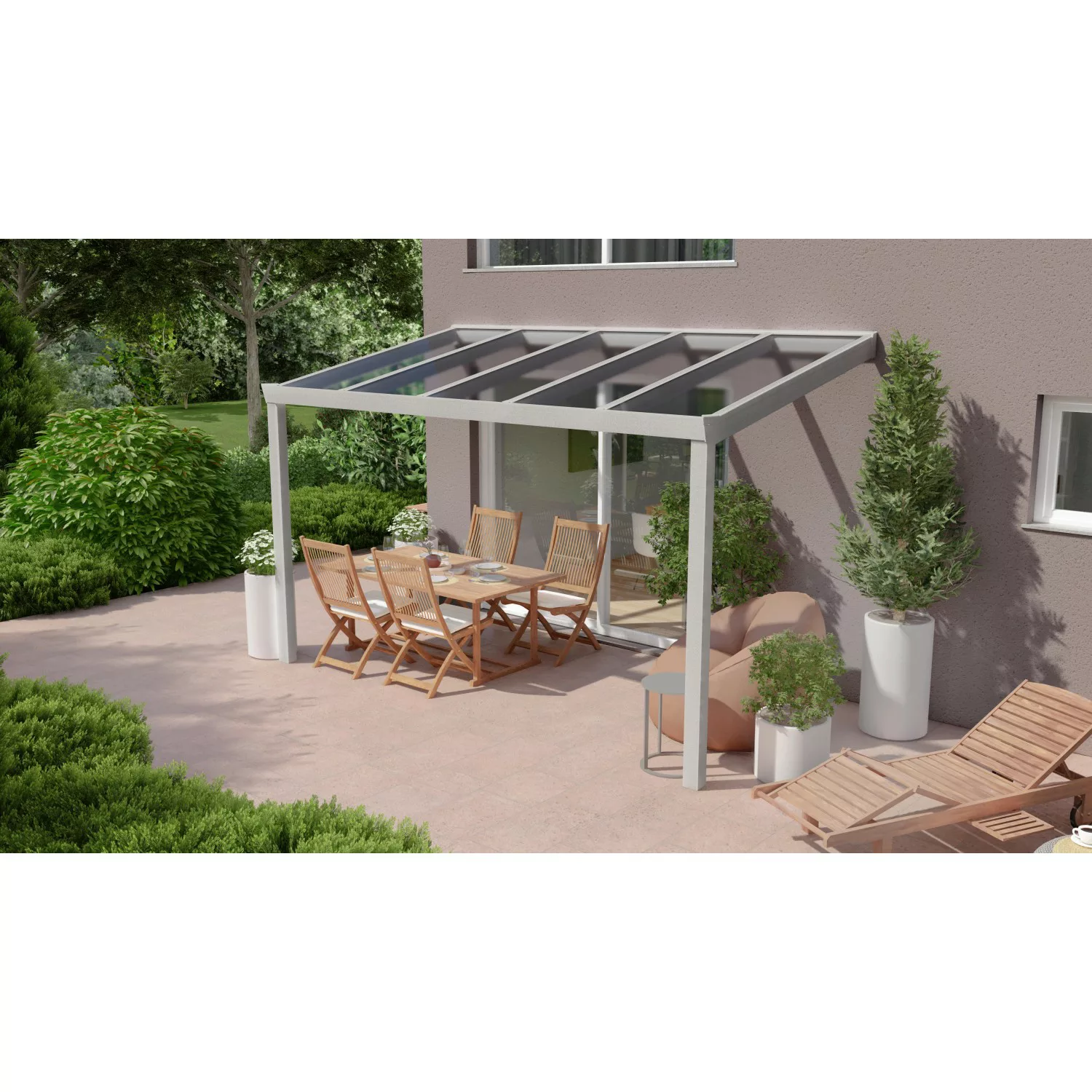 Terrassenüberdachung Professional 400 cm x 250 cm Grau Struktur Glas günstig online kaufen