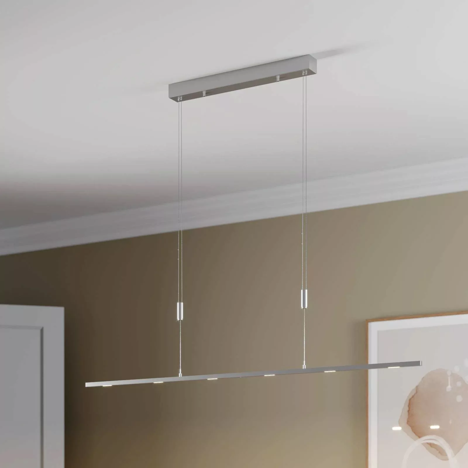 Lucande LED-Pendellampe Arnik, 140 cm, nickel, dimmbar günstig online kaufen