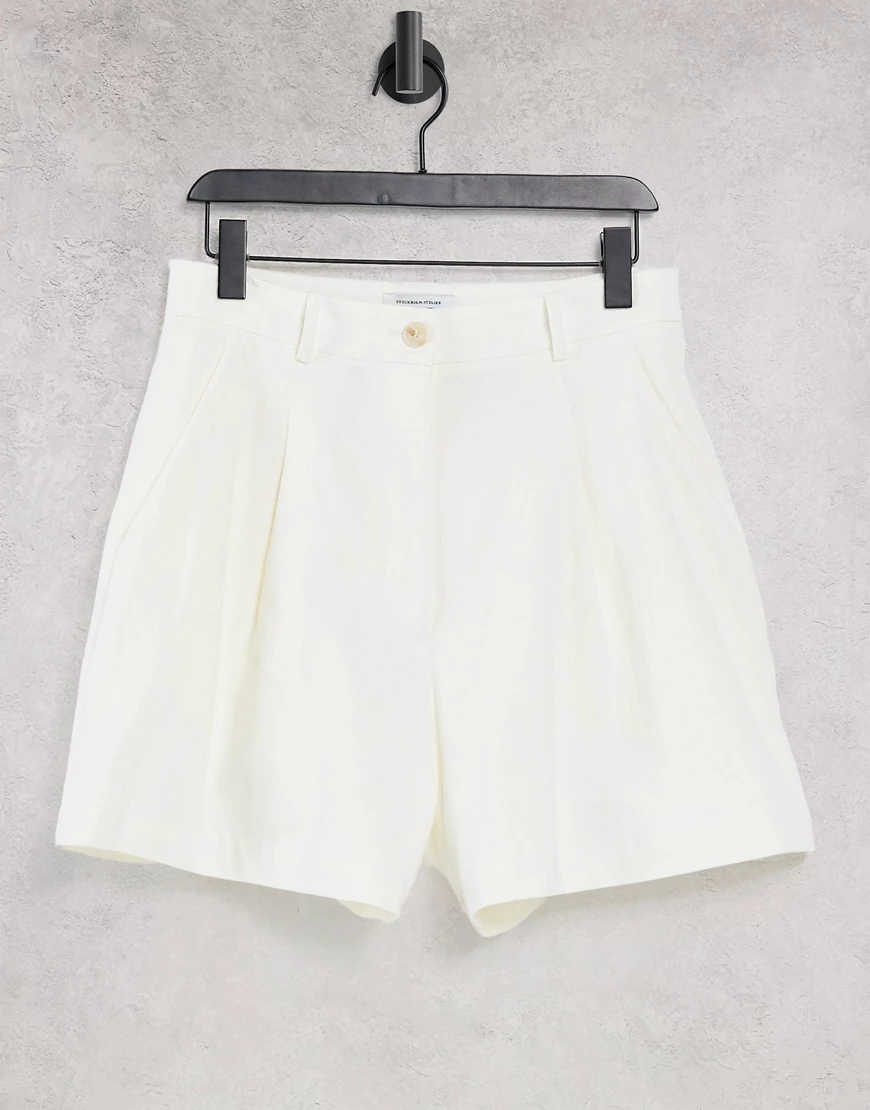 & Other Stories – Elegante Shorts aus Leinen in Weiß, Kombiteil günstig online kaufen