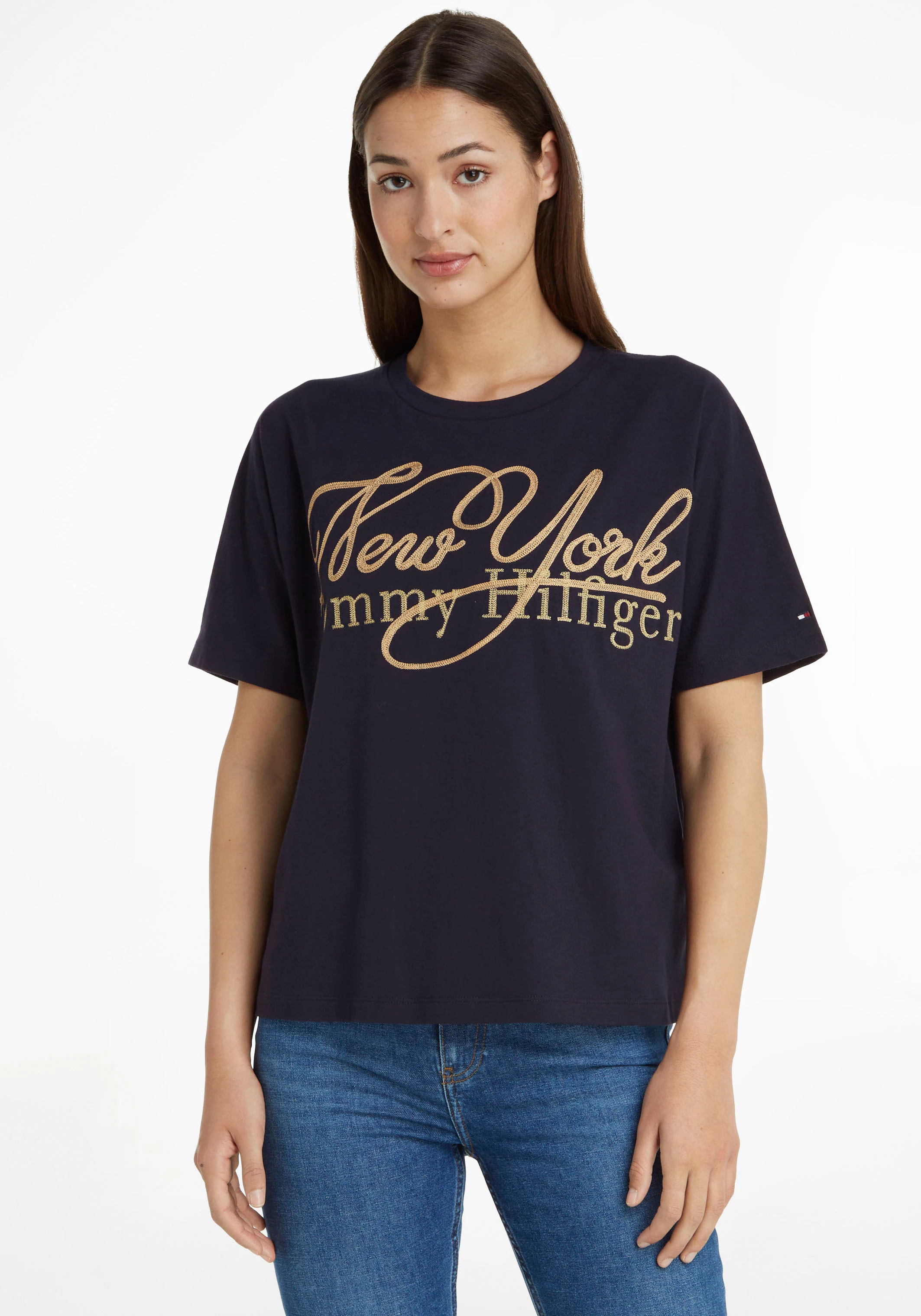 Tommy Hilfiger T-Shirt RLX NY METALLIC C-NK SS mit metalicfarbenen Print & günstig online kaufen