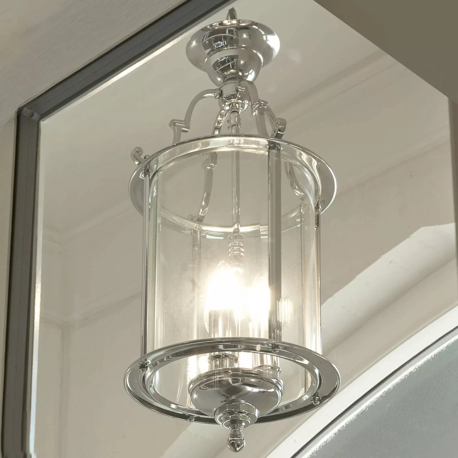 Hängeleuchte Bevelled Lantern, Glas, chrom günstig online kaufen