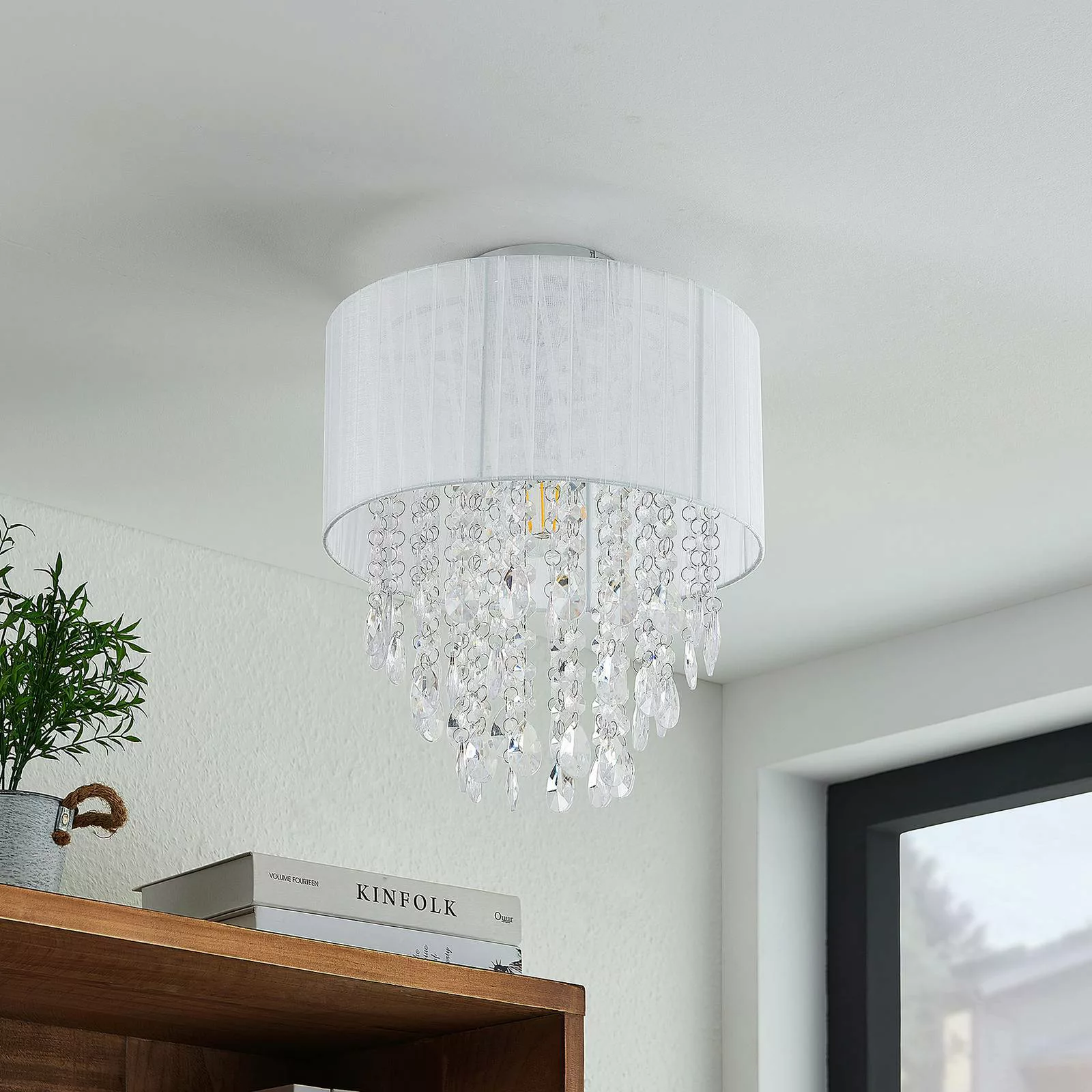 Lindby Ewelina Deckenlampe mit Acrylglas-Behang günstig online kaufen