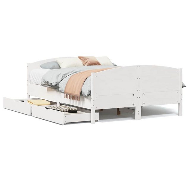 vidaXL Bett, Massivholzbett ohne Matratze Weiß 120x190 cm Kiefernholz günstig online kaufen