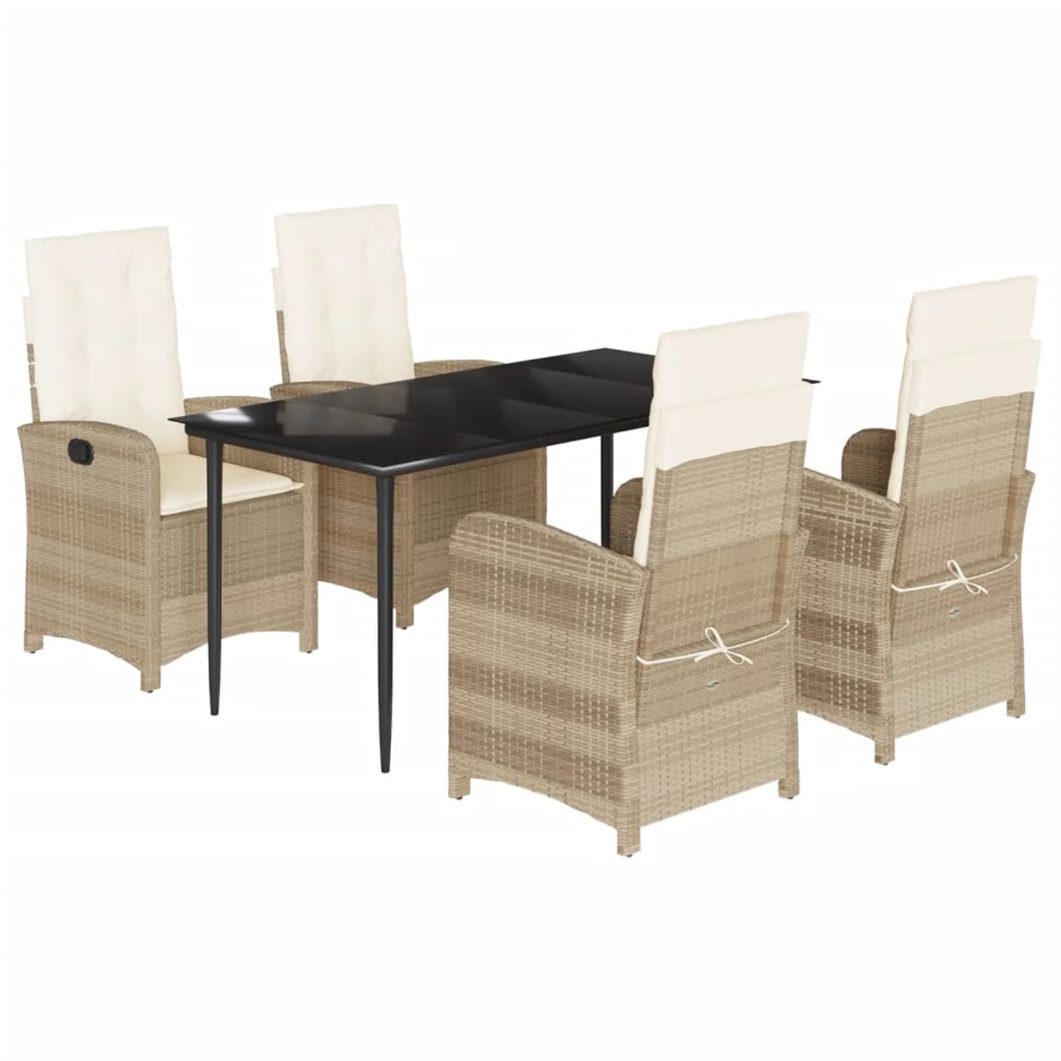 vidaXL 5-Tlg Garten-Essgruppe mit Kissen Beige Poly Rattan 3212374 günstig online kaufen