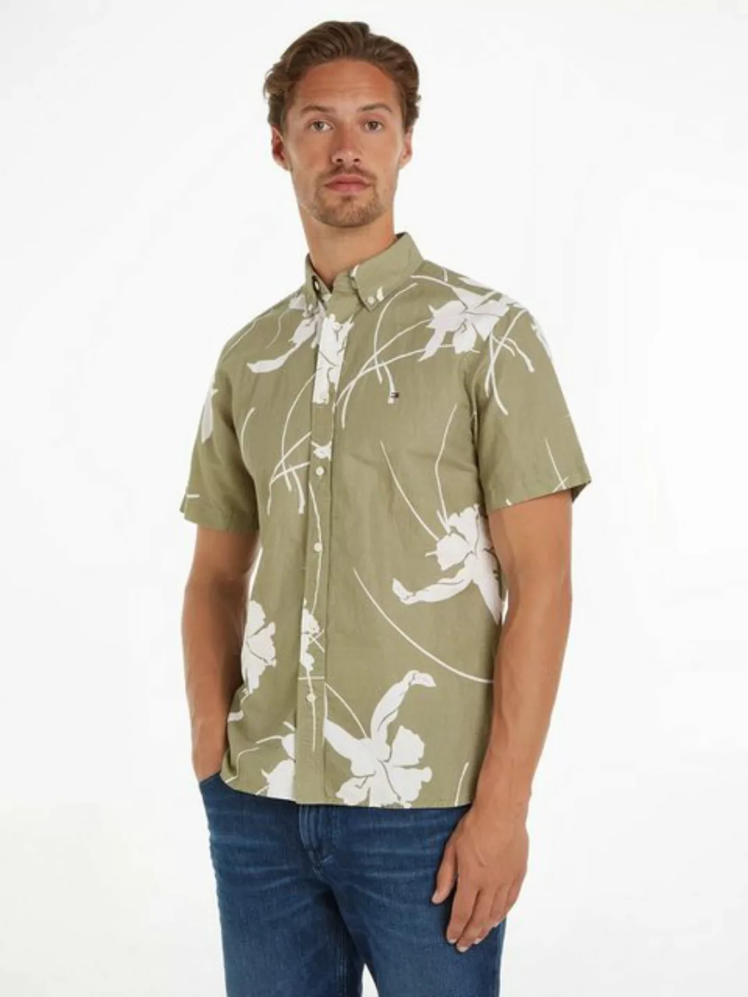 Tommy Hilfiger Kurzarmhemd "LARGE TROPICAL PRT SHIRT", kontrastfarbener Blu günstig online kaufen