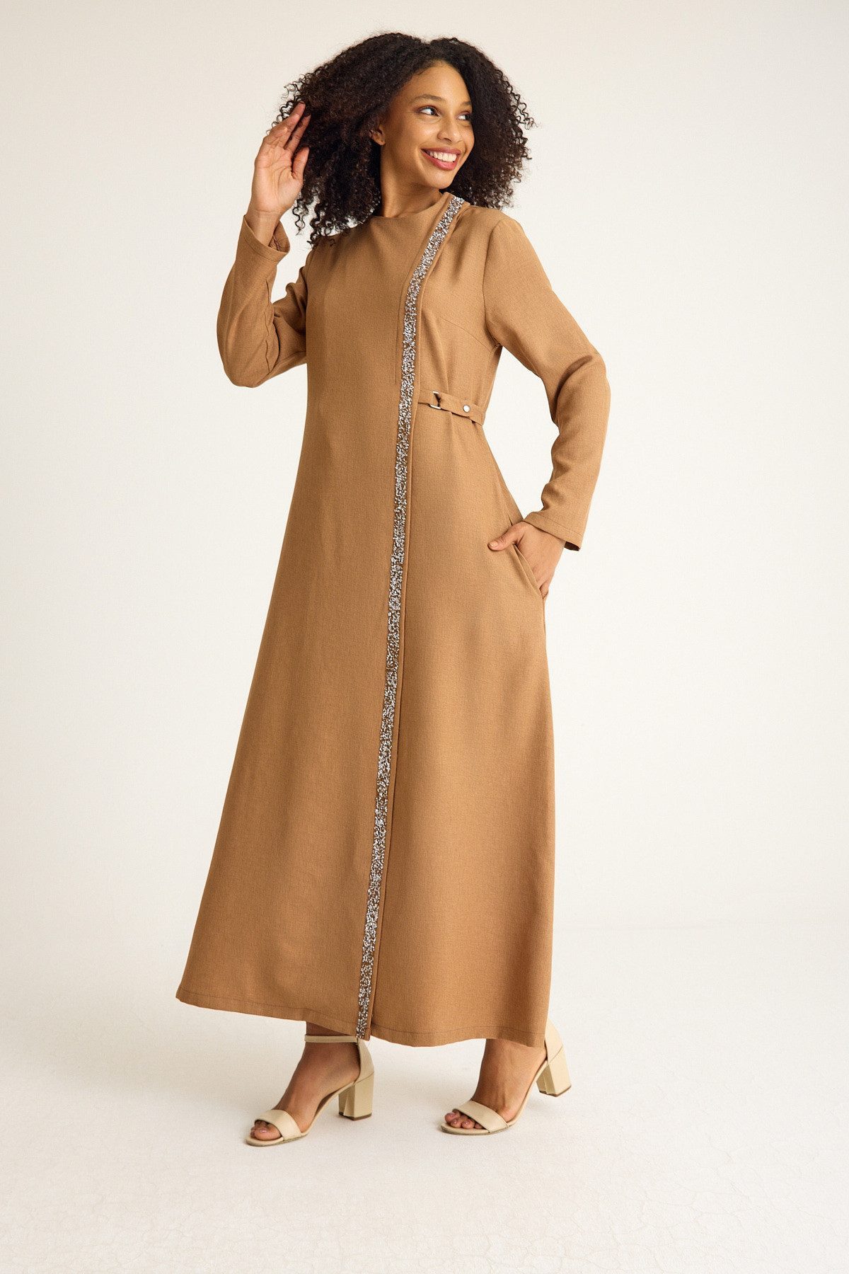 fashionshowcase Tunikakleid Abaya Kleid mit Schmuckdetails günstig online kaufen