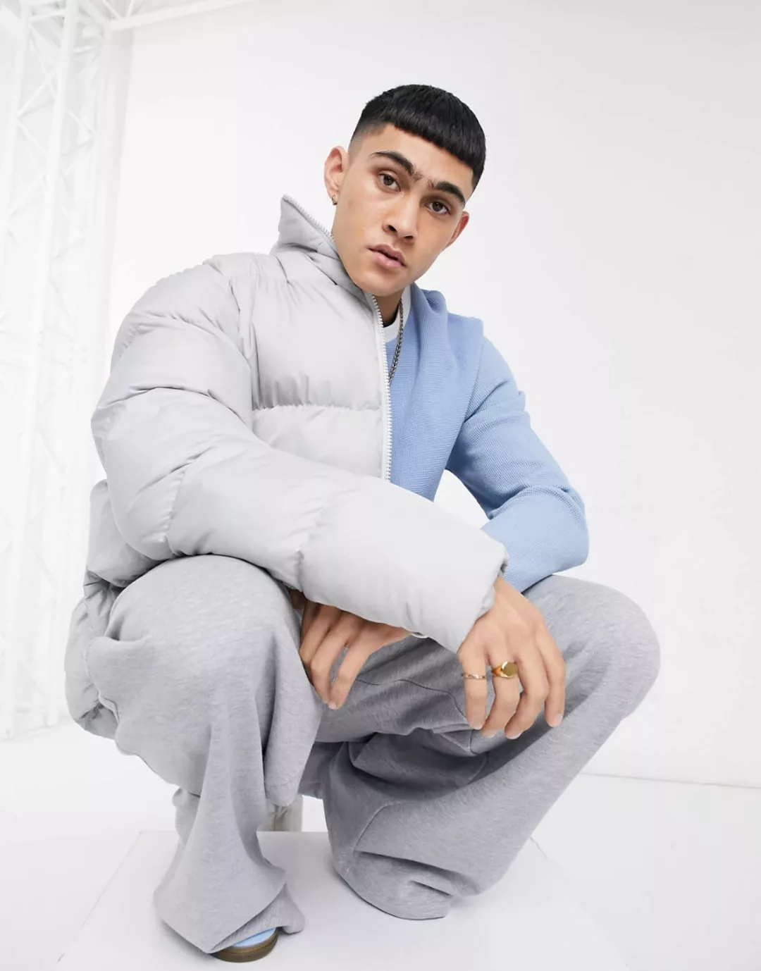 ASOS DESIGN – Wattierte Jacke in Grau günstig online kaufen