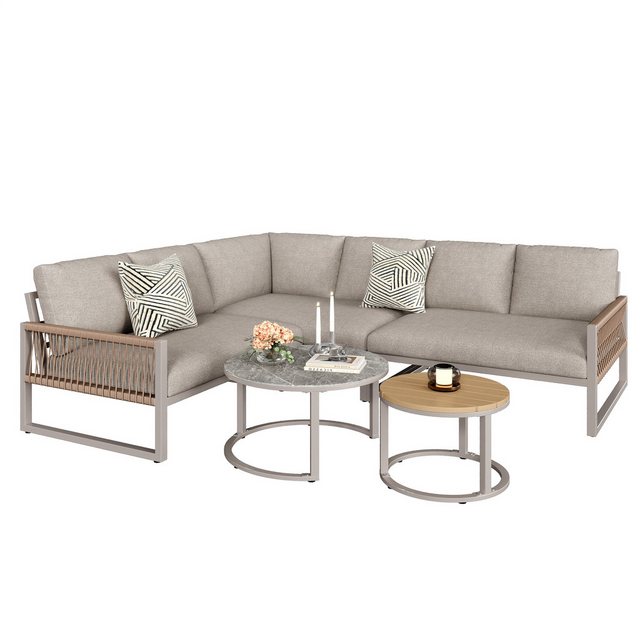 MODFU Sofa Garten-Lounge-Set,Ecksofa mit verzinktem Eisengestell, Garten-Lo günstig online kaufen