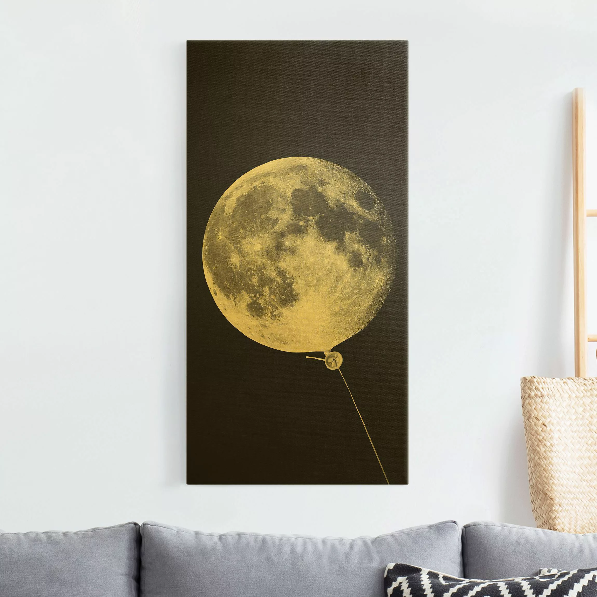 Leinwandbild Gold Luftballon mit Mond günstig online kaufen