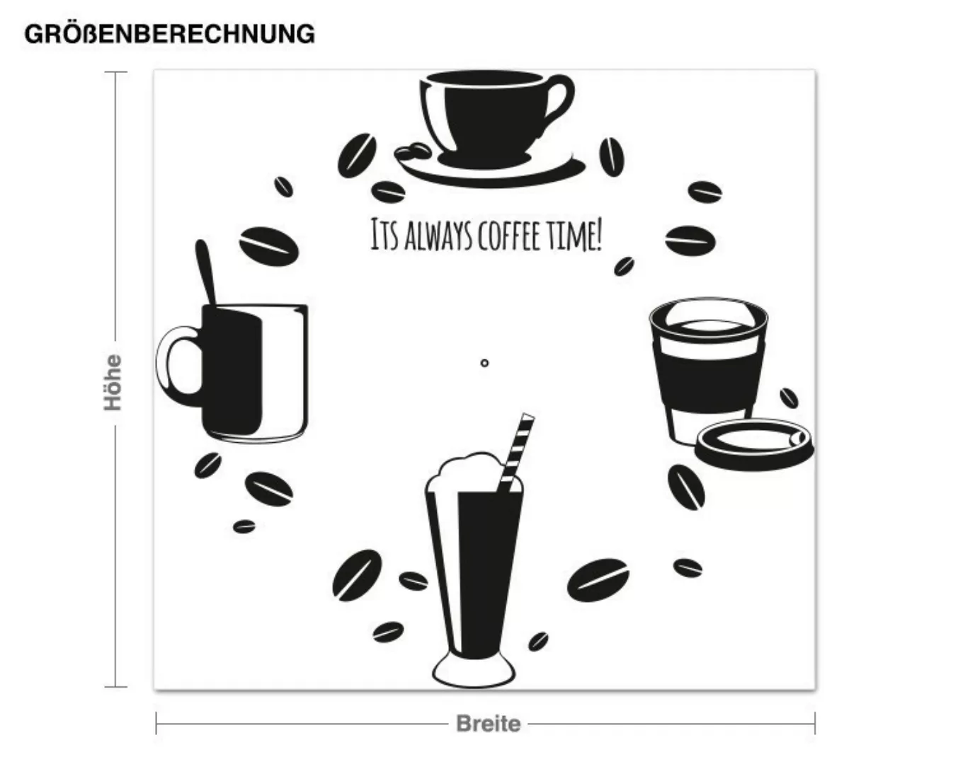 Wandtattoo-Uhr Its Always Coffee Time günstig online kaufen