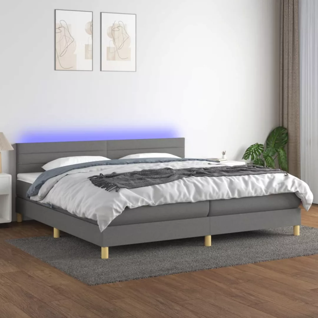 vidaXL Boxspringbett Boxspringbett mit Matratze LED Dunkelgrau 200x200 cm S günstig online kaufen