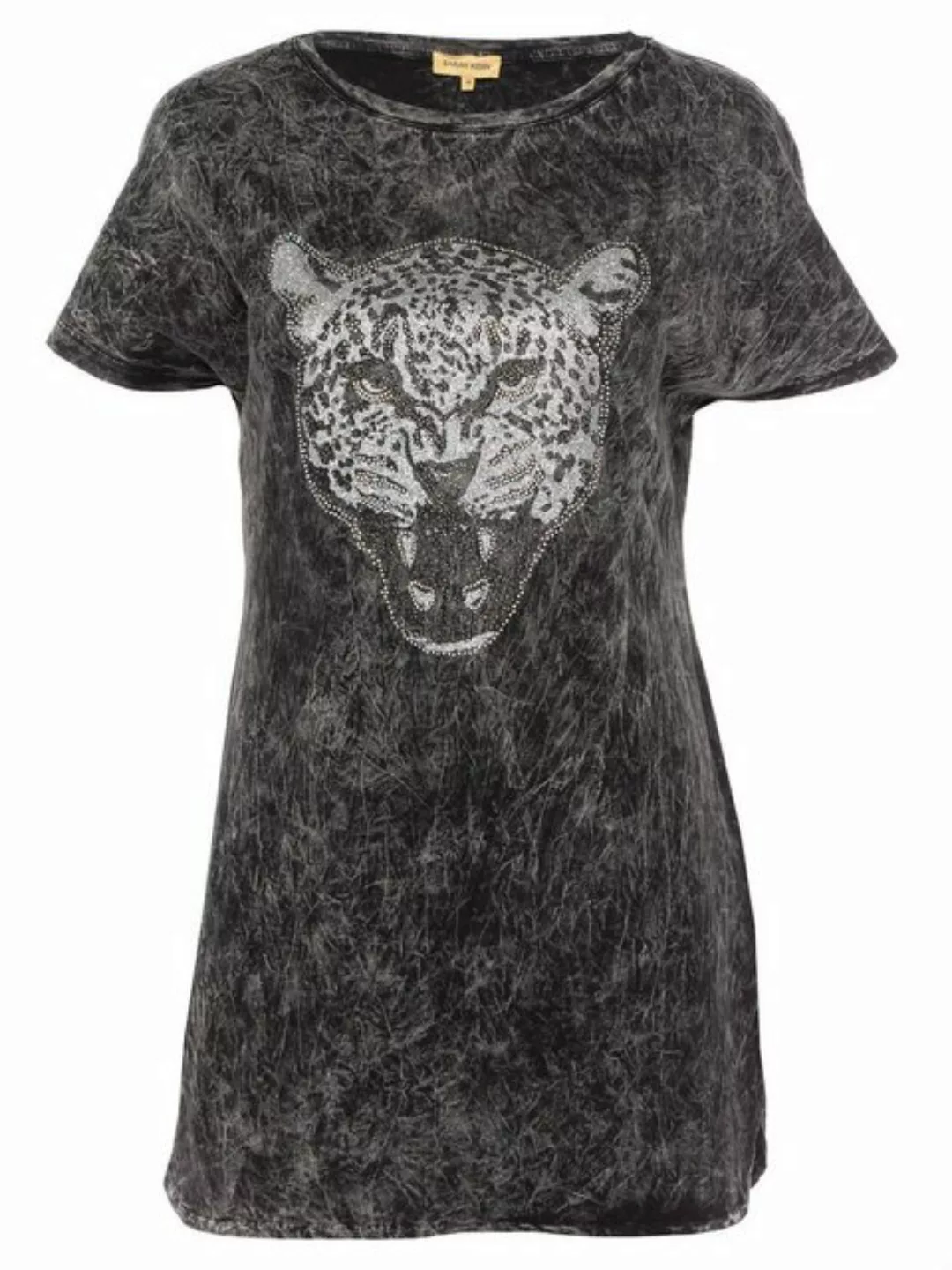 Sarah Kern Longshirt Blusenkleid figurumspielend mit Tigerkopf-Motiv günstig online kaufen